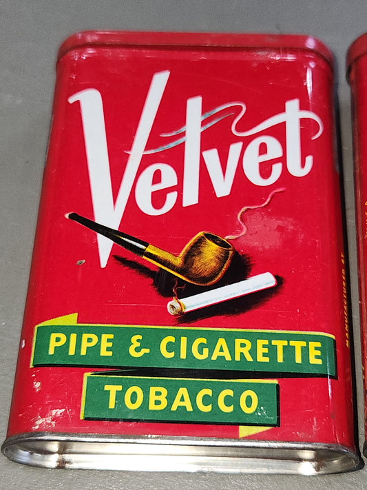 Vintage Tobacco Tins Velvet Pipe & Cigarette Liggett & Myers Set of 2 As Is tin711