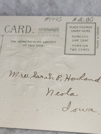 Antique Vintage Embossed Postcard Best Wishes Birthday Wishes Germany John Winsch 1912 pc67