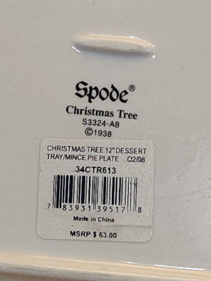 Spode 12" Dessert Tray Mince Pie Plate Christmas Tree Pattern 2008 Made in China sp01
