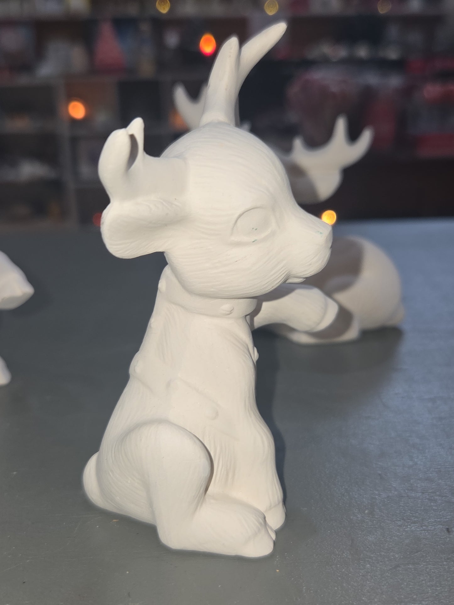 Unpainted Ceramic Softy Reindeer DIY Ready to Paint Set of Seven 4" to 5" tall