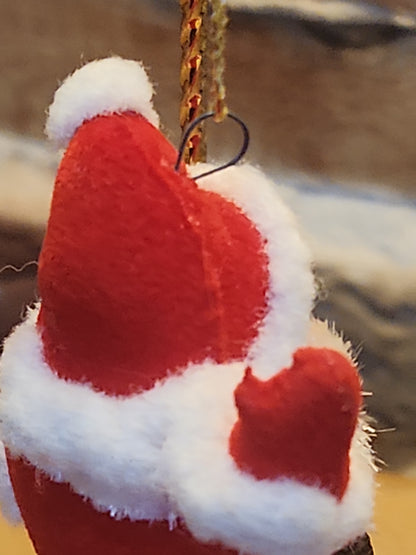 Vintage Flocked Santa Once on a Pick for Foral Arrangement sf24