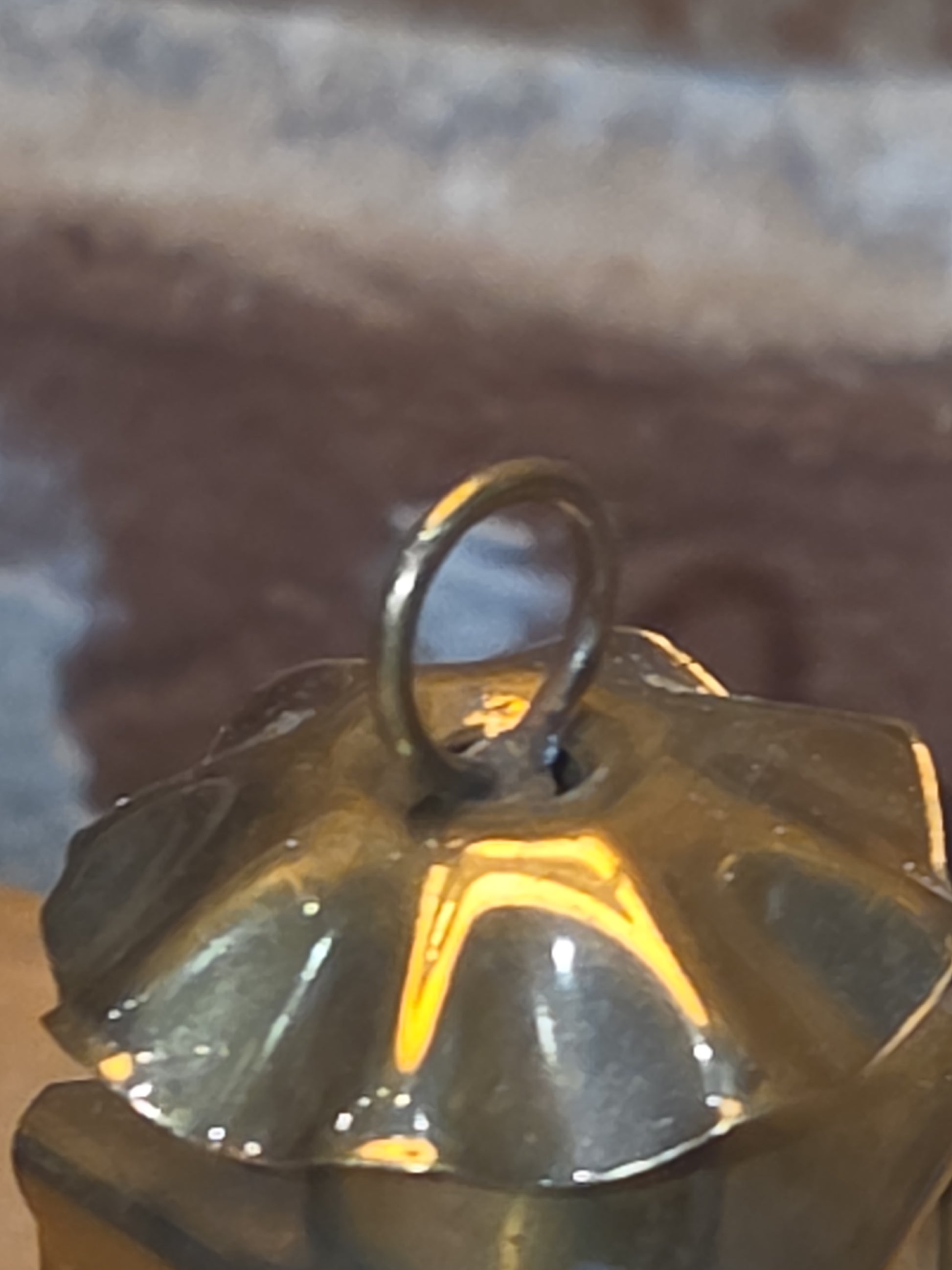 Vintage Brass and Glass Lantern Ornament bb81