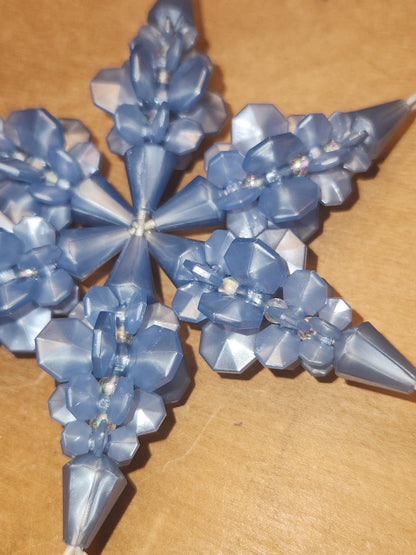 Blue Beaded Snowflake Ornament bs1