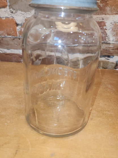 Vintage Atlas Strong Shoulder Clear Quart Jar and Atlas Lid jar92
