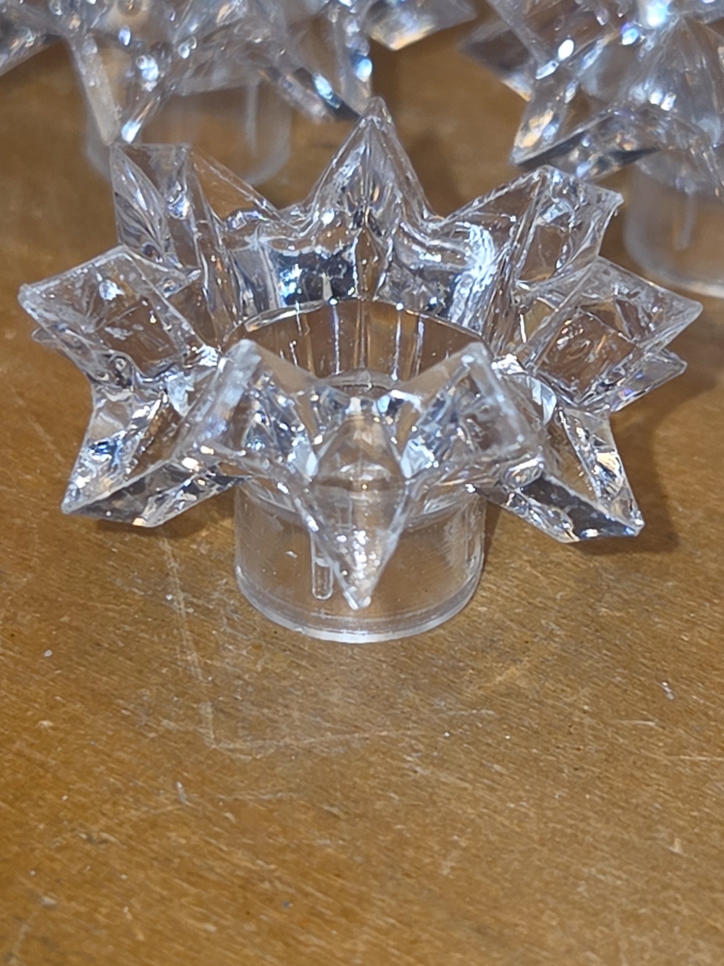 Vintage Clear Plastic 14 Point Star Shaped Christmas Tree Topper Light Bulb Decoration 9 pieces