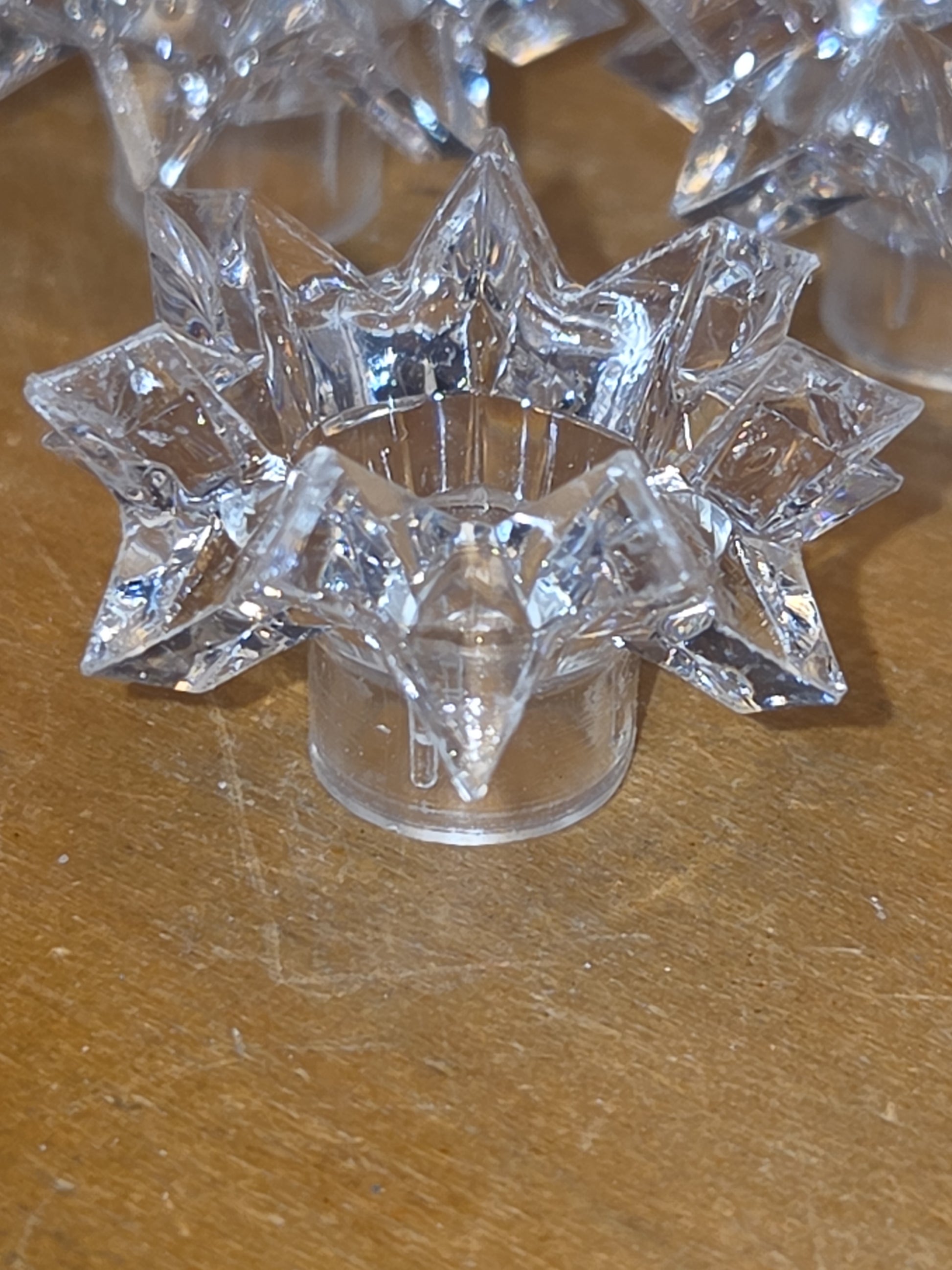 Vintage Clear Plastic 14 Point Star Shaped Christmas Tree Topper Light Bulb Decoration 9 pieces