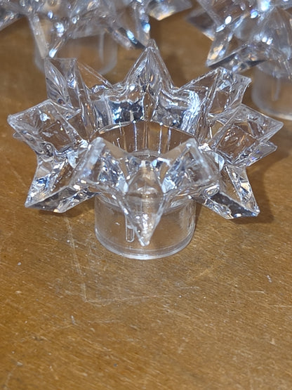 Vintage Clear Plastic 14 Point Star Shaped Christmas Tree Topper Light Bulb Decoration 9 pieces