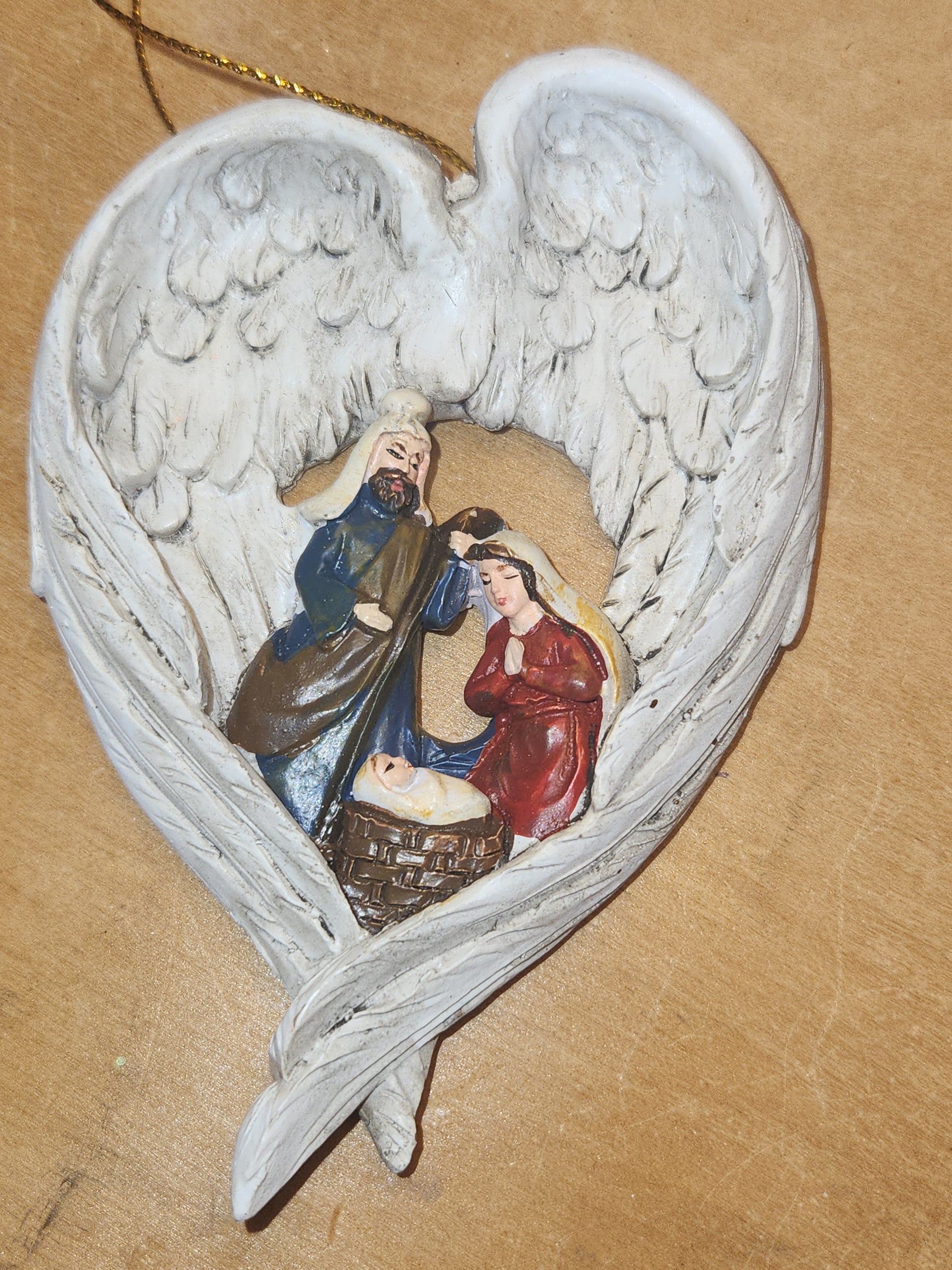 Holy Family, Nativity Scene in Angels Wings Ornament no9
