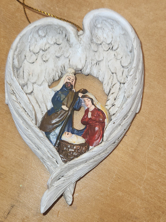 Holy Family, Nativity Scene in Angels Wings Ornament no9
