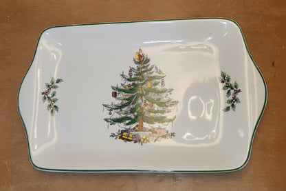 Spode 12" Dessert Tray Mince Pie Plate Christmas Tree Pattern 2008 Made in China sp01