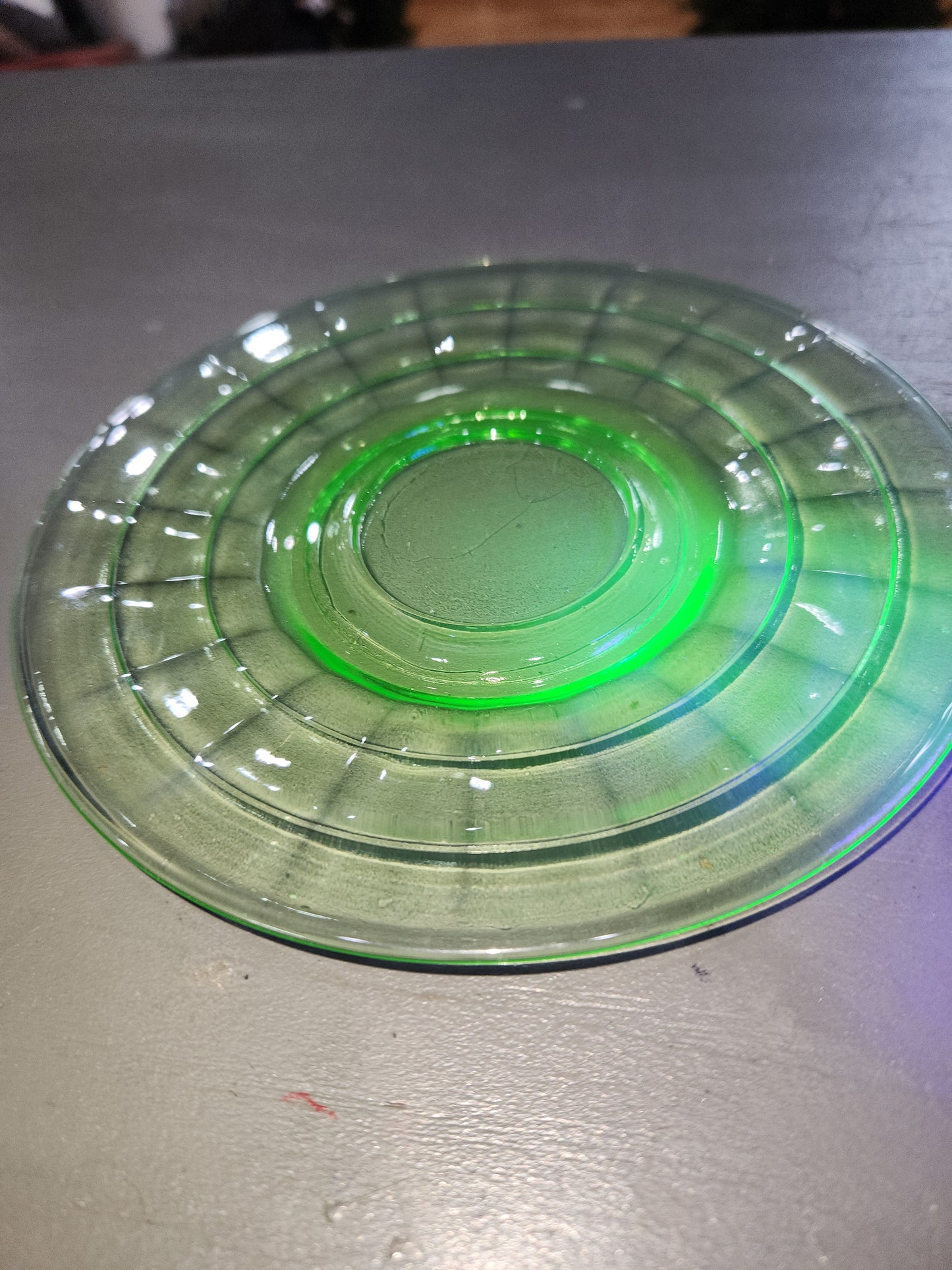 Vintage Uranium Depression Glass Tea Saucer Set of 1 AS IS ug08