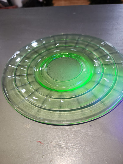 Vintage Uranium Depression Glass Tea Saucer Set of 1 AS IS ug08