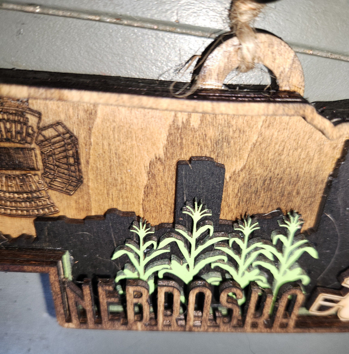 Layered Nebraska Ornament ne9
