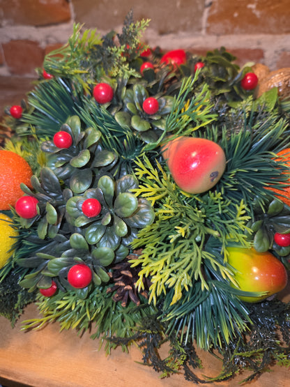 Vintage Plastic Greenery and Plastic Fruit for Christmas Arrangements