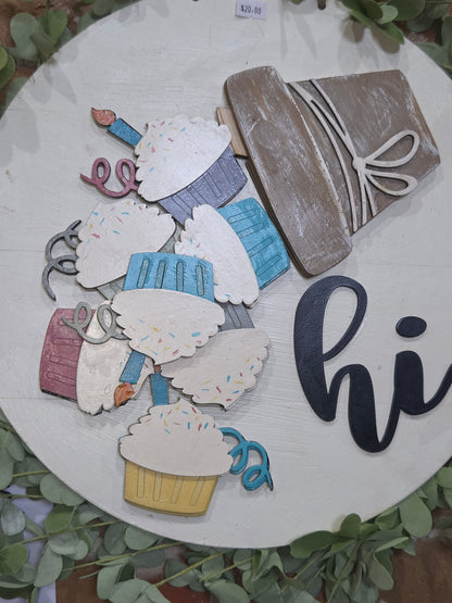 Cupcake Birthday Insert for Interchangeable Pot Spilling Door Sign *Sign Sold Seperately*