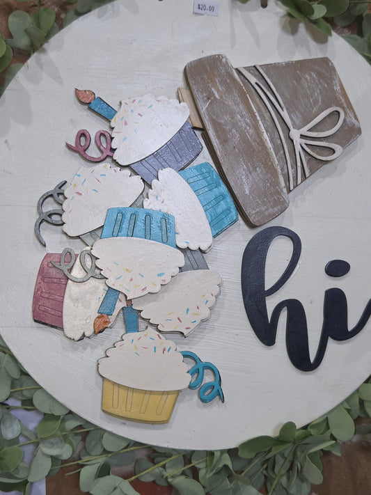 Cupcake Birthday Insert for Interchangeable Pot Spilling Door Sign *Sign Sold Seperately*