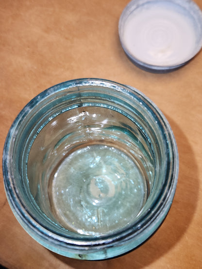 Vintage Ball Perfect Mason Glass Pint Jar #1 Aqua Blue Zinc Ball Lid bl1
