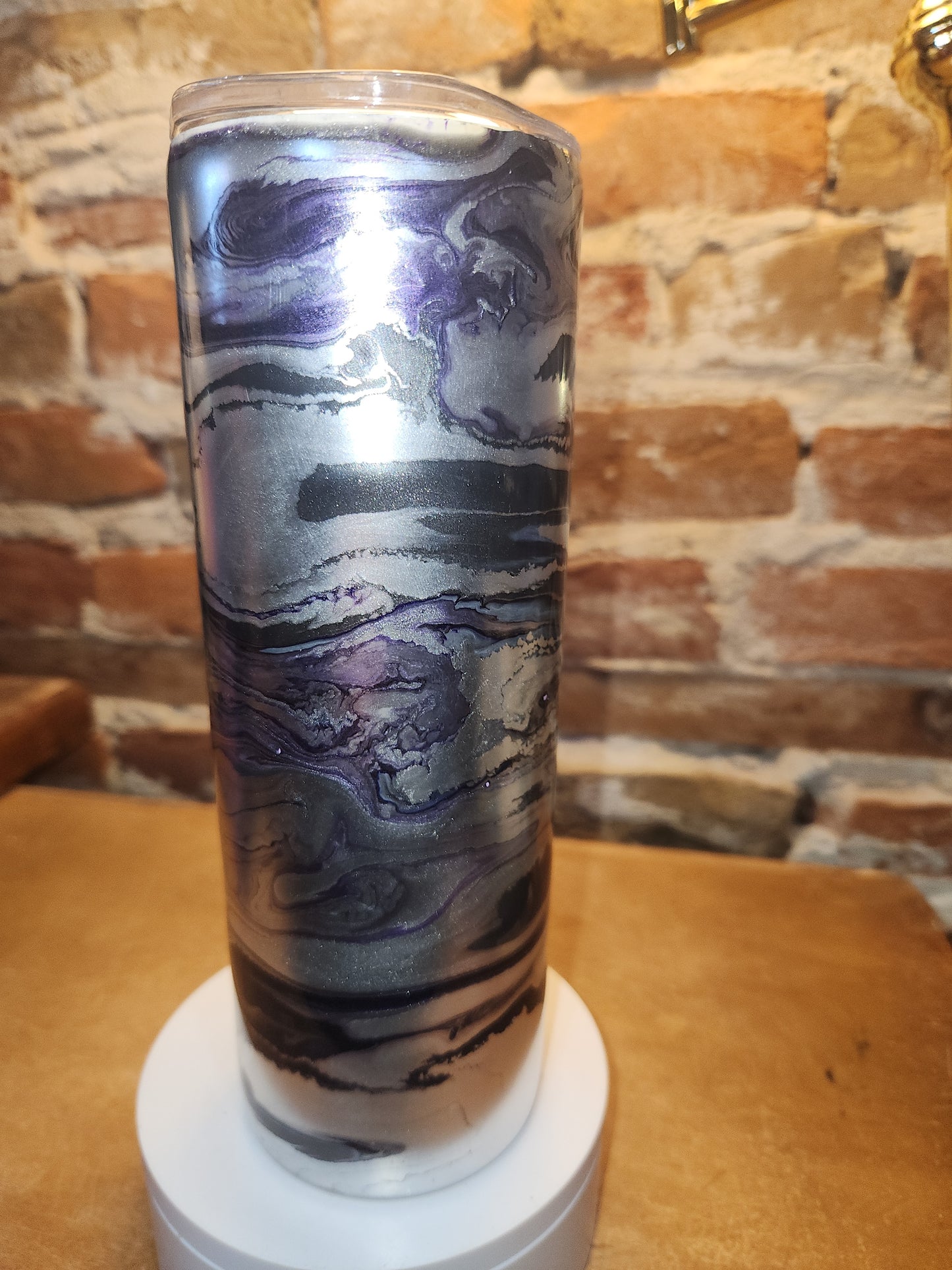 20 ounce stainless steel, Insulated, alcohol ink art Tumbler Purple, Silver Black AS IS CLEARANCE ai9