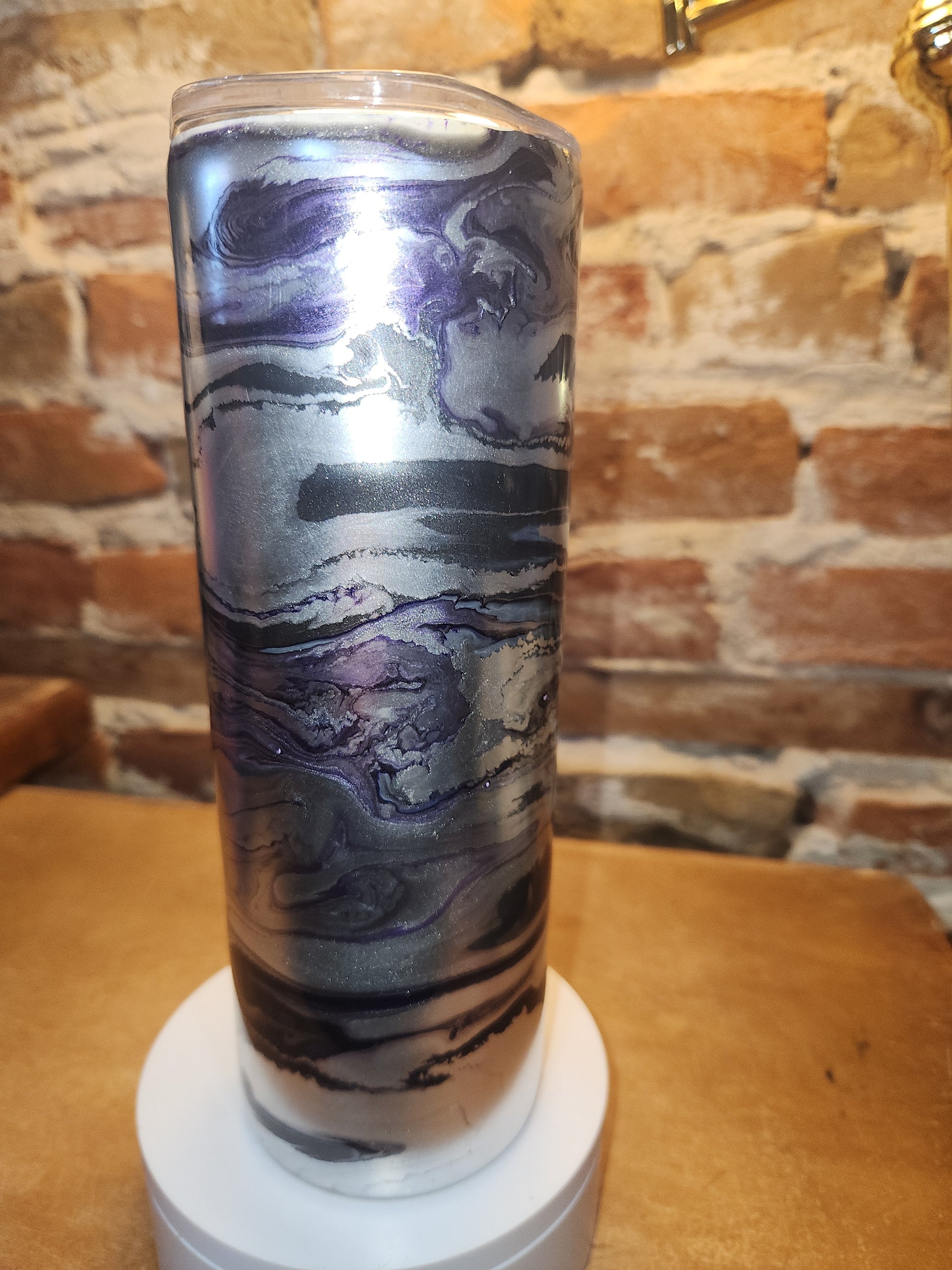 20 ounce stainless steel, Insulated, alcohol ink art Tumbler Purple, Silver Black AS IS CLEARANCE ai9