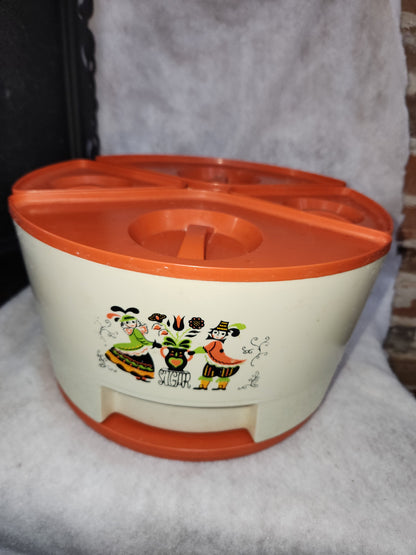 Vintage Sterilite Kitchen wedge Canister Set Flour Sugar Tea Coffee MCM mid-century can12