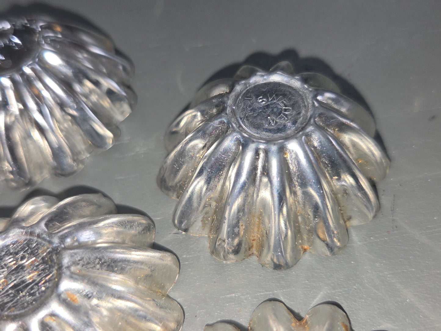 Vintage Miniature Swedish Fluted Miniature Tart Tin Pan Chocolates Mold and Clay Molding Tool Set of 25 1.75" tins Sweden Vintage Lot Of 35 Swedish Fluted Mini Tart Candy Chocolate Molds Pans 1.75”
