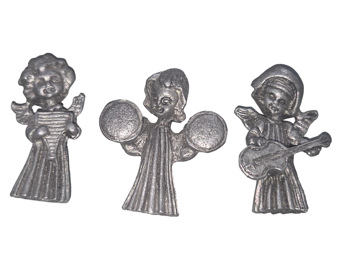 Vintage Vernon Pewter Miniature Angel Figurines Set of Three 1.5" pa4