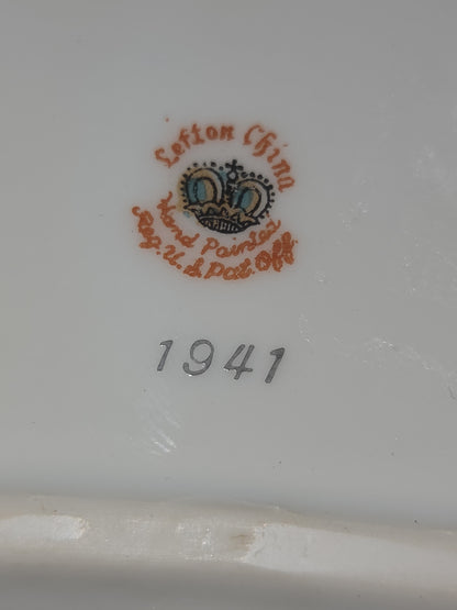 Vintage Lefton China Hand Painted Crescent Beside the Plate Tray G5