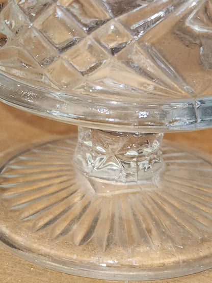 Vintage Anchor Hocking Pressed Glass Compote Candy Dish Wexford Pattern g71