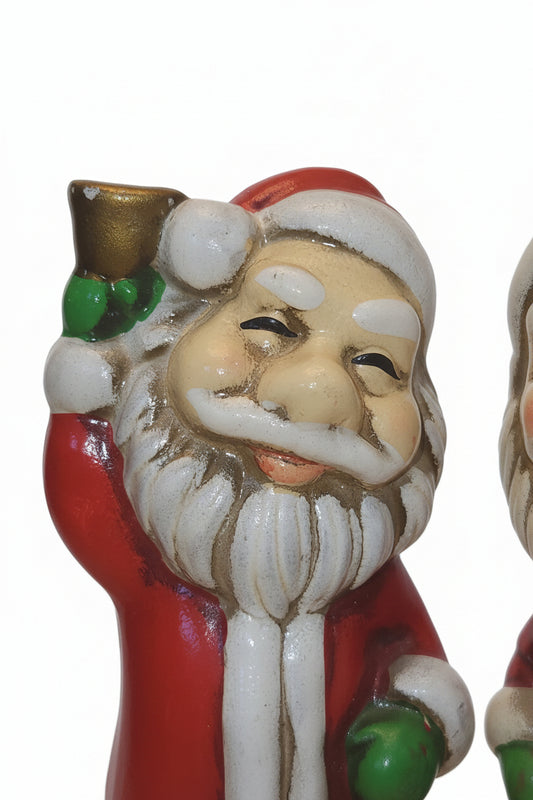 Vintage Chalkware Santa Figurines Set of 2 Made in Japan cw2