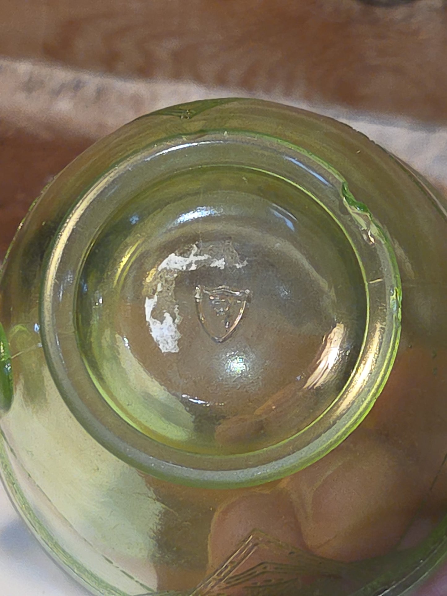 Vintage Uranium Green Depression Glass Tea Cup Love Birds Vaseline AS IS Chips dg76