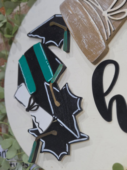 Graduation Black Green Gold Insert for Interchangeable Pot Spilling Door Sign *Sign Sold Seperately*