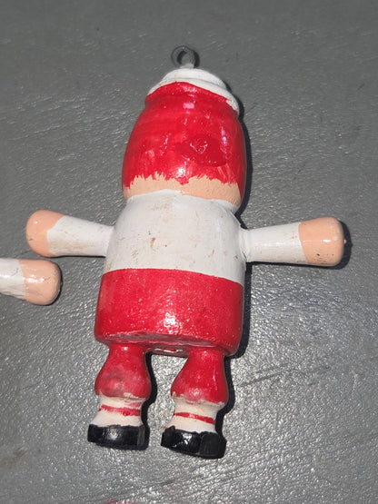 Vintage Wooden Ornaments Ragedy Ann and Ragedy Andy Set of 2 MCM Kitchy