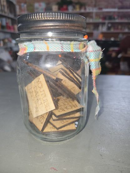 Family Fun Jar Pick an Activity with Plaid Ribbon ffj2