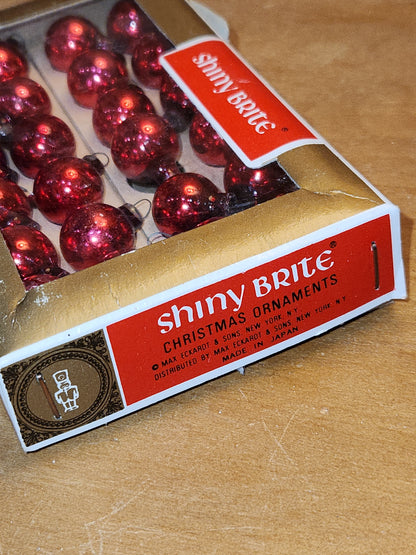 Vintage Shiny Brite 24 Red Mercury Glass Feather Tree Ornaments 1/2 inch 15mm bo123