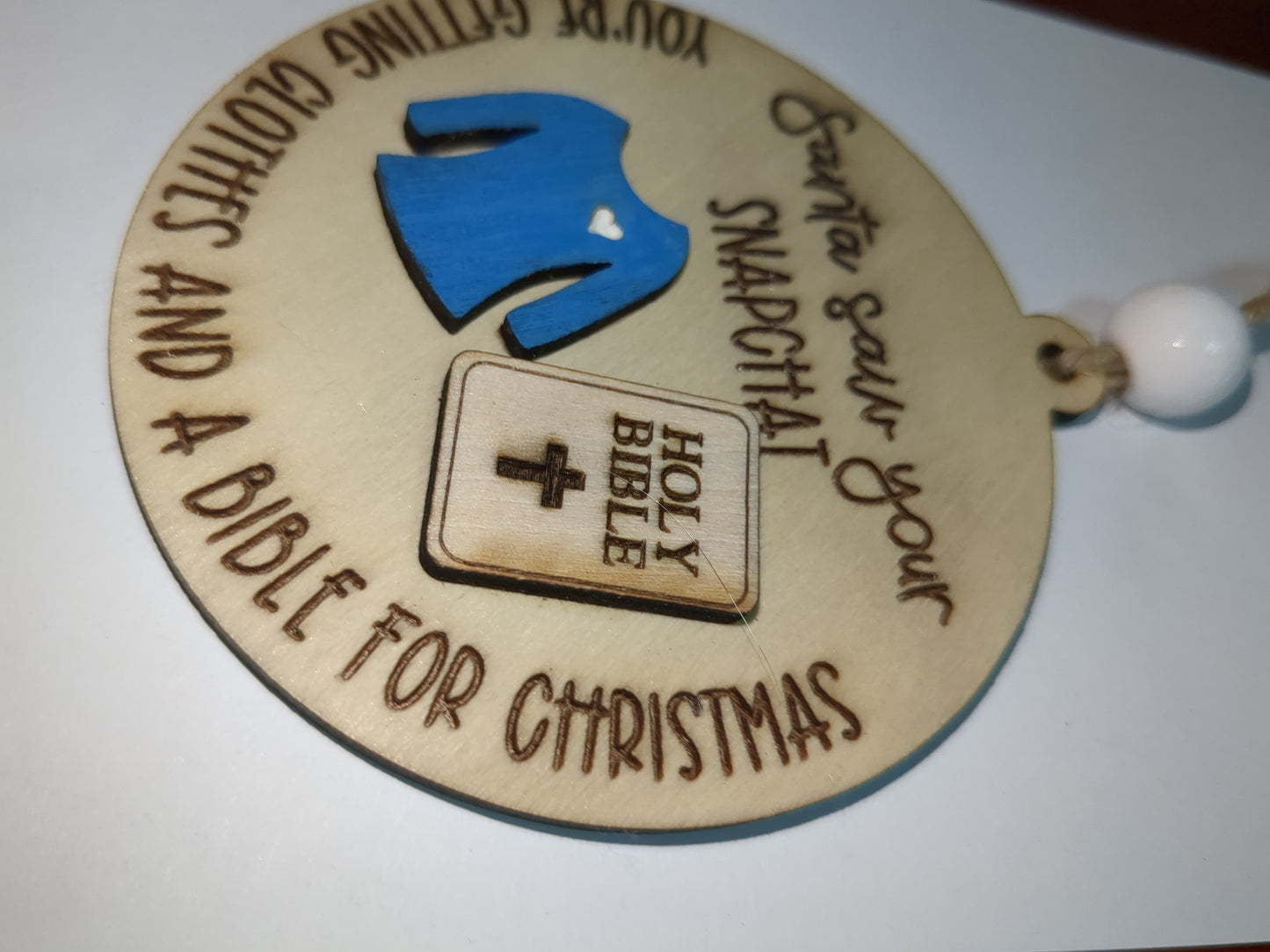 Ornament or car charm. Santa saw your Snapchat