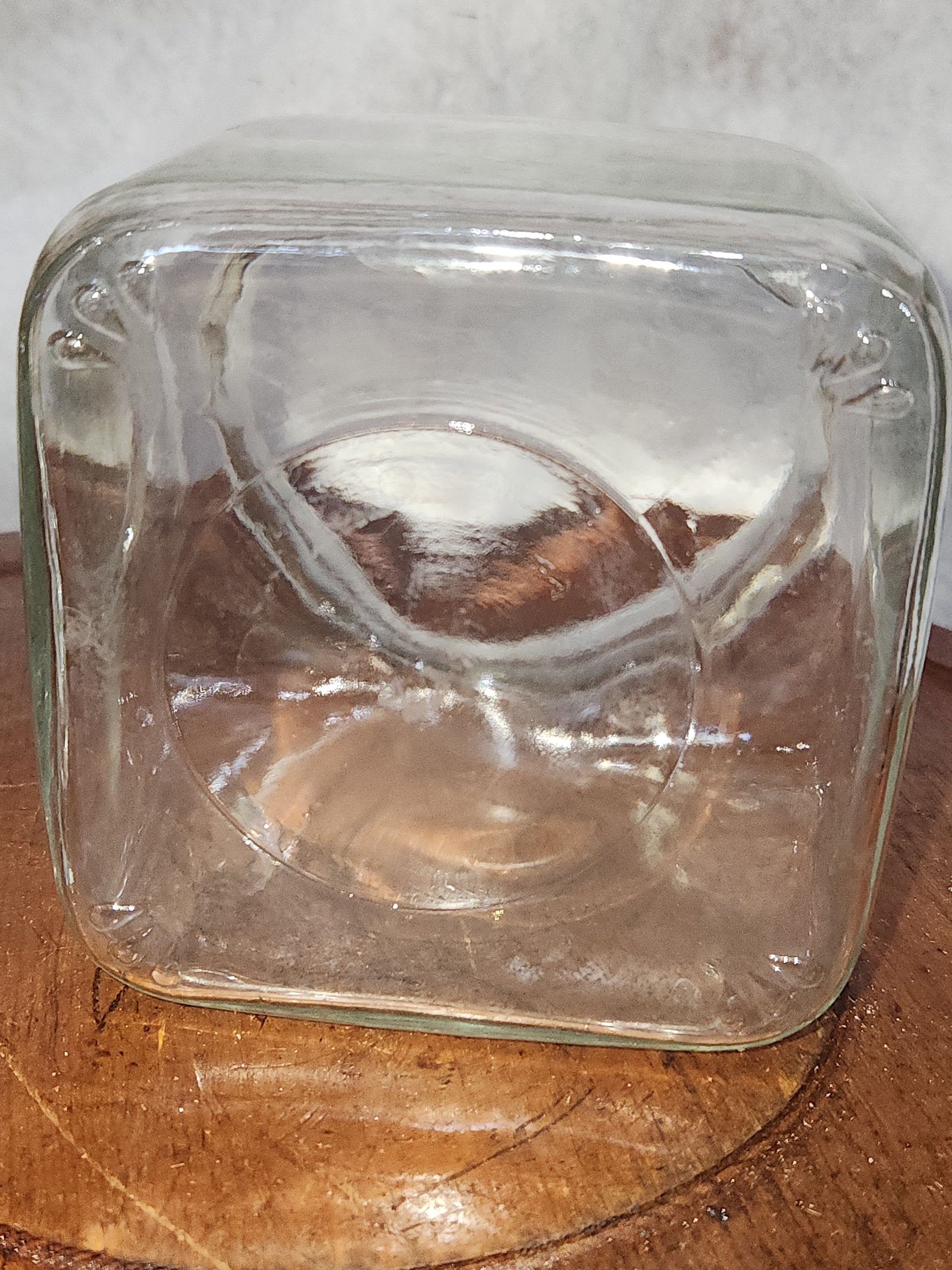 Vintage Clear Heavy Square Glass Canister Jar with Lid gl951