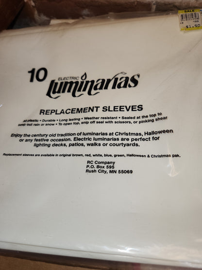 Vintage Luminaries Replacement Sleeves for Electric Outdoor Luminaria Feative-Lites R C Company set of 3