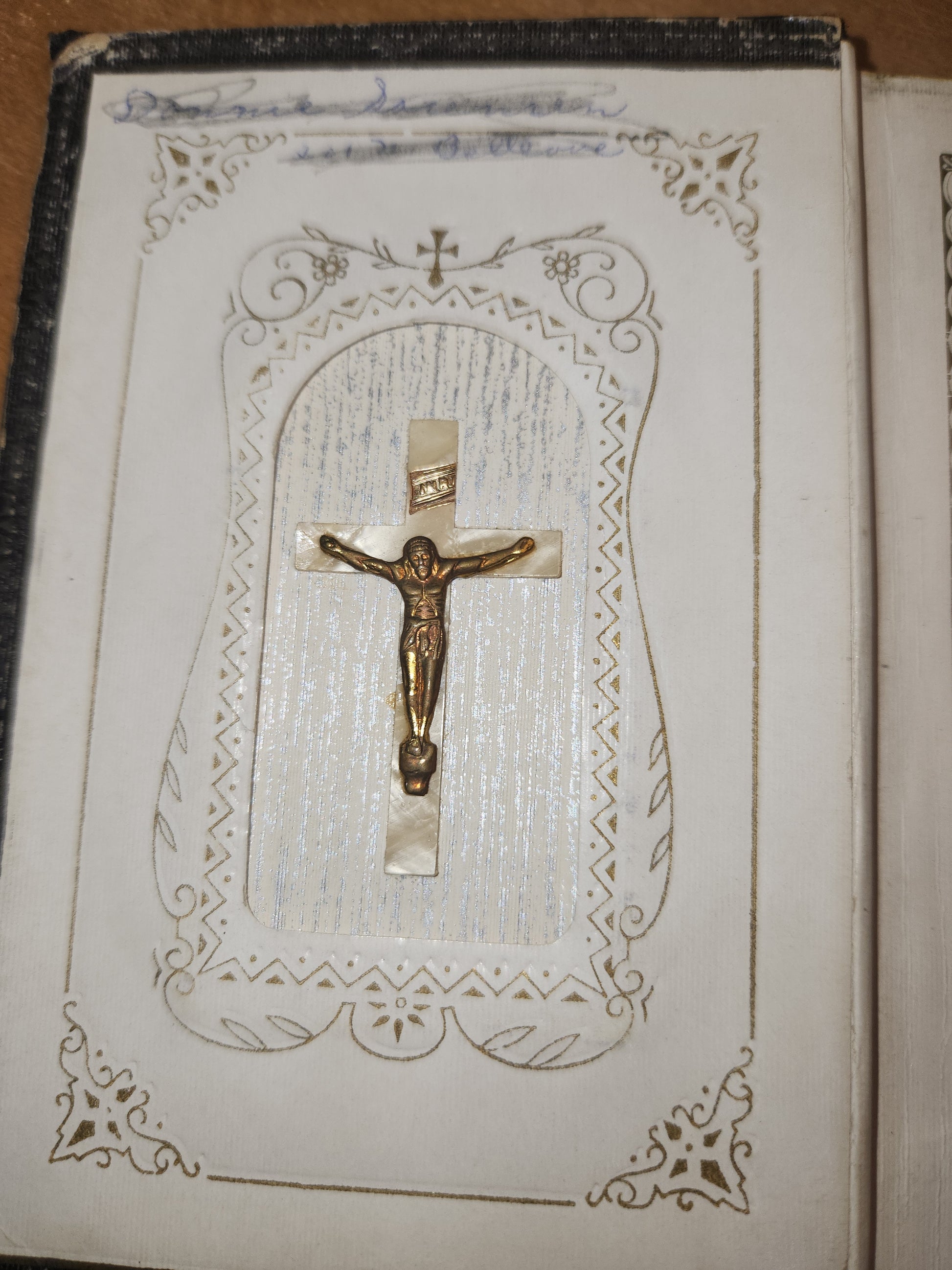 Vintage First Communion Prayer Book Welcome Jesus with crucifix inside cover 1953 vb51
