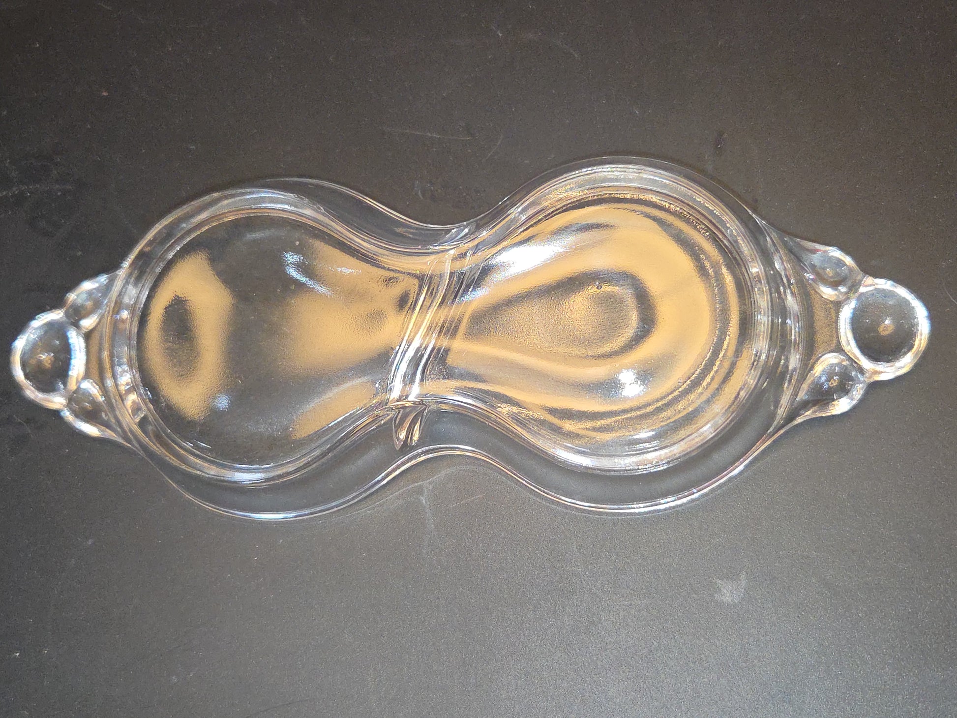VIntage Glass Oval Divided Pickle Relish Tray Tidbit trinket Figure 8 Design gl7