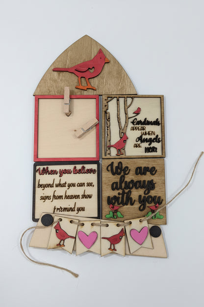 Cardinals and Memorial Insert Kit for Interchangeable Frame Can Fit Arch, Rectangle, or Square Frame FRAMES SOLD SEPARATELY