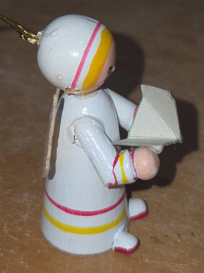 Vintage Wooden Ornaments Angels Set of 2 MCM Kitchy