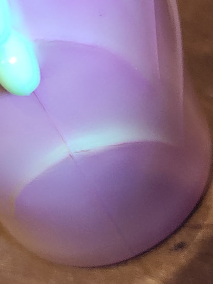 Vintage Vitrock Uranium Glass Vase Peach and White Scalloped Edges Beaded Handles Art Deco Vase GLOWS GREEN gl90