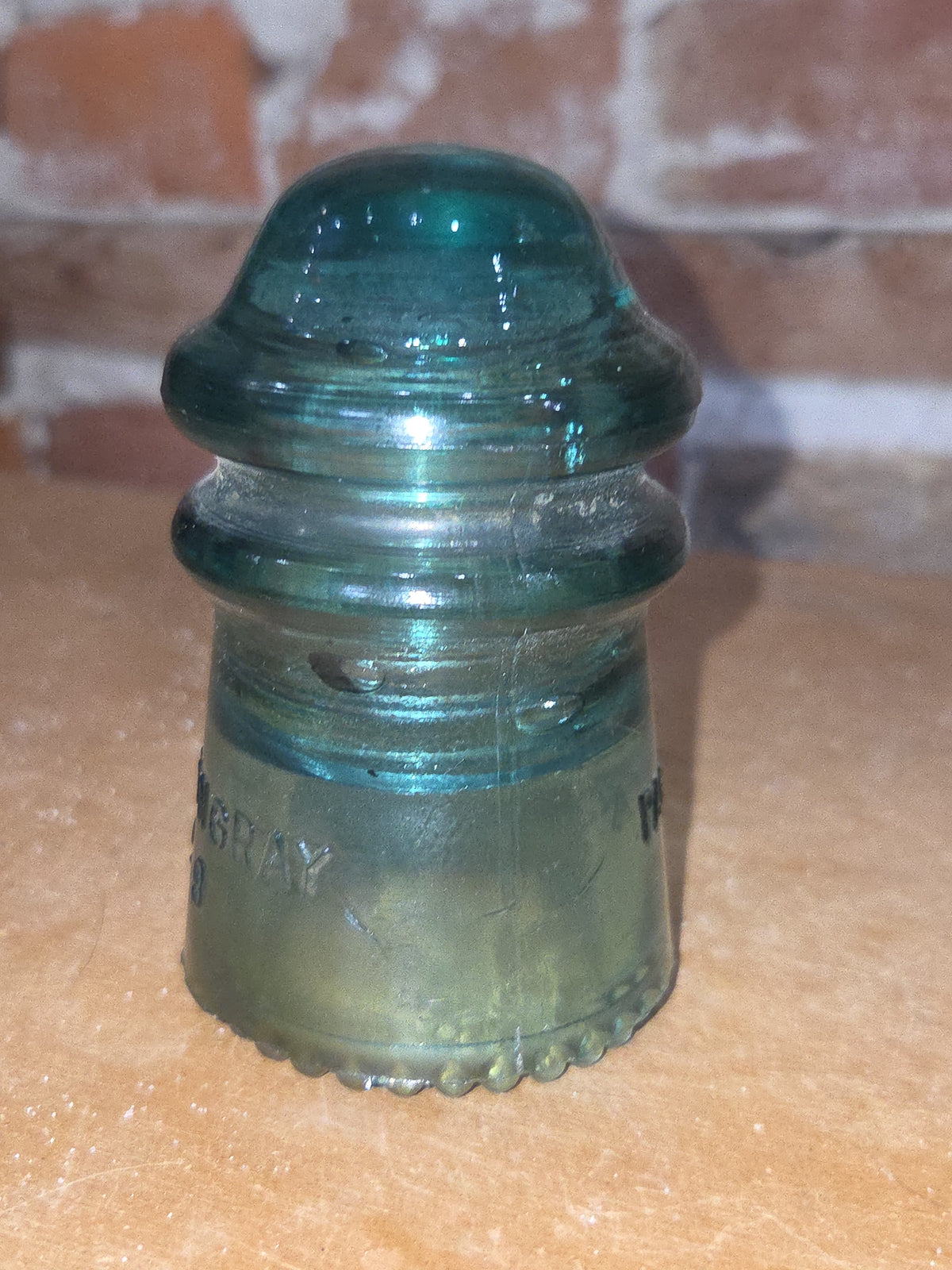 Vintage Insulator Hemingray #9 Teal Blue Green Glass h69t