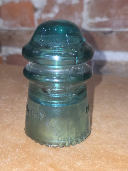 Vintage Insulator Hemingray #9 Teal Blue Green Glass h69t