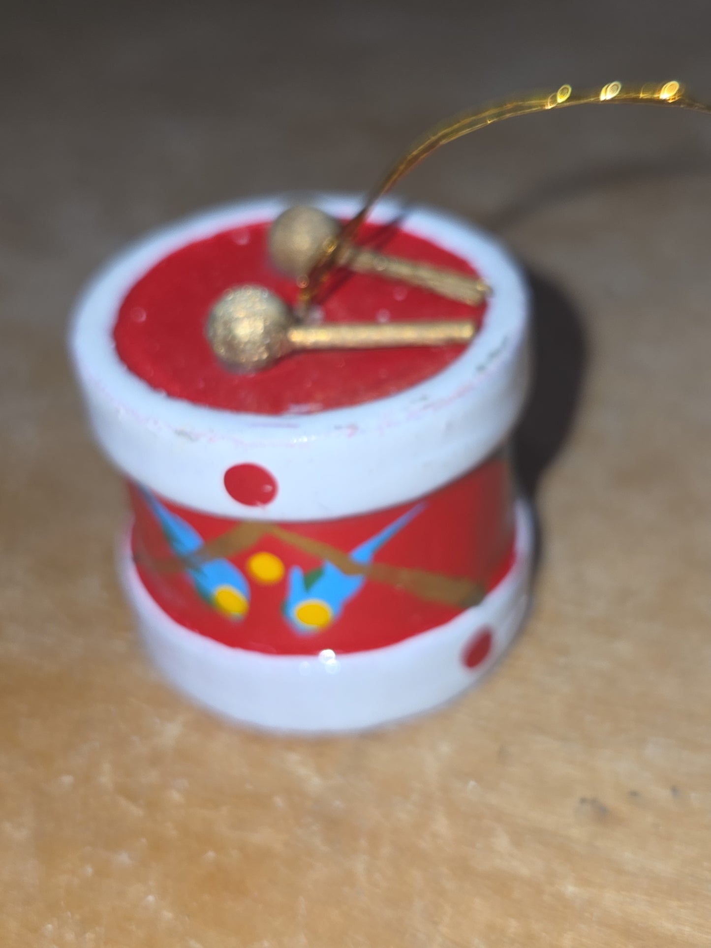 Vintage Wooden Ornaments Drums Set of 2 MCM Kitchy