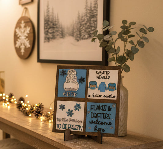 Winter January Insert Kit for Interchangeable Frame Can Fit Arch, Rectangle, or Square Frame FRAMES SOLD SEPARATELY