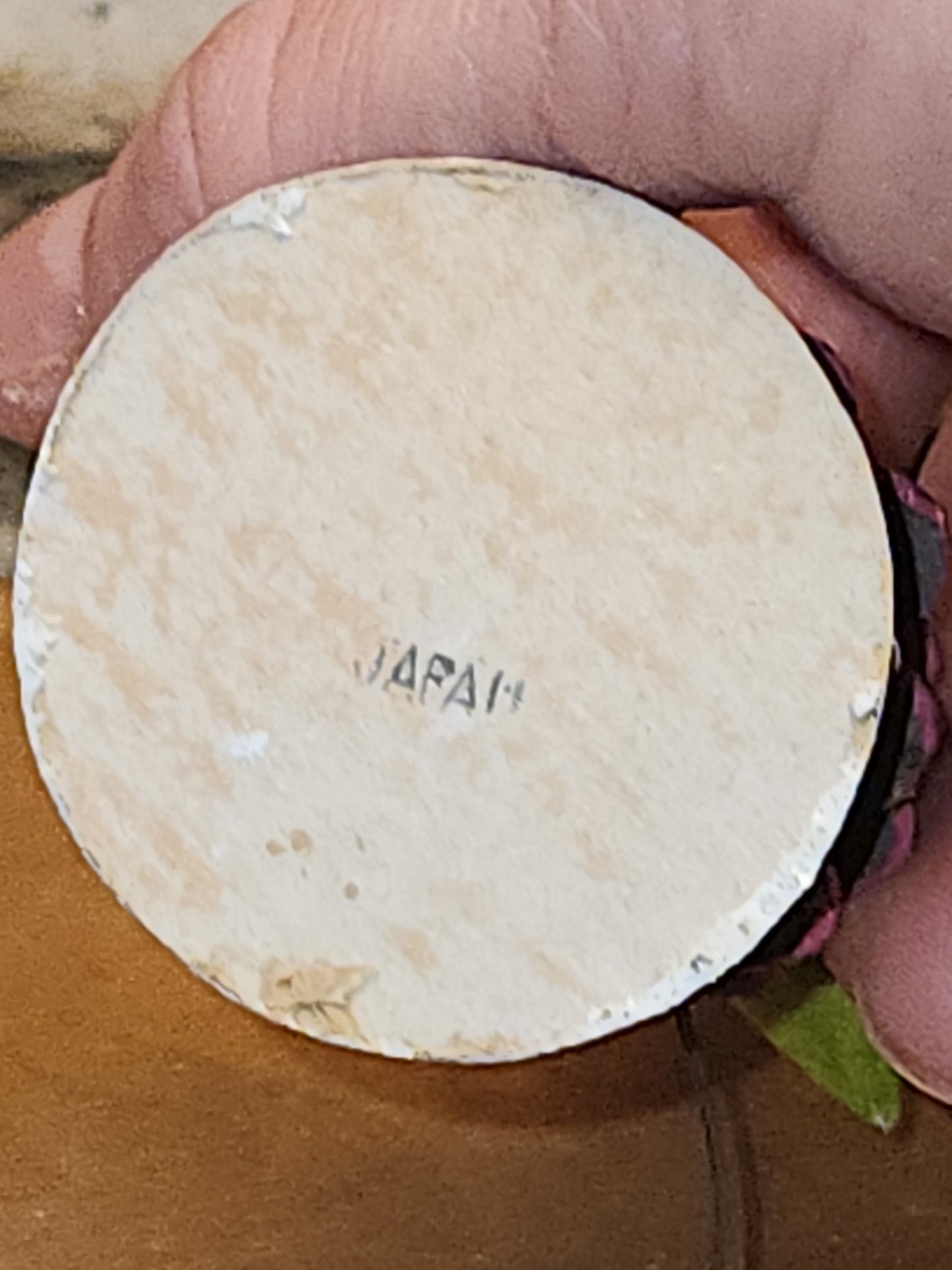 Vintage Pinecone Elf Gnome Dwarf Ornament in Band Playing Cymbals Chenille Plastic Face Mica Japan elf51