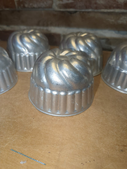 Vintage Aluminum Molds Jello Cake Tart Bundt 3" Diameter alu07