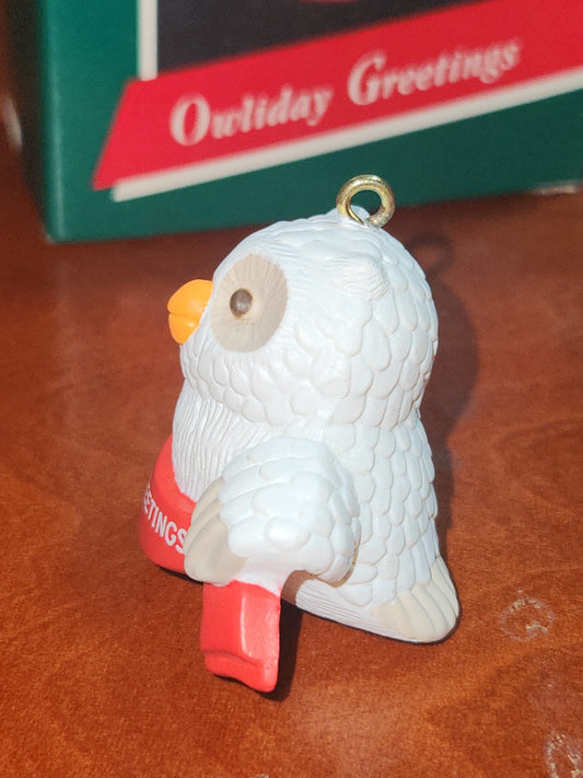 Vintage Hallmark Keepsake Ornament Owliday Greetings miniature 1989