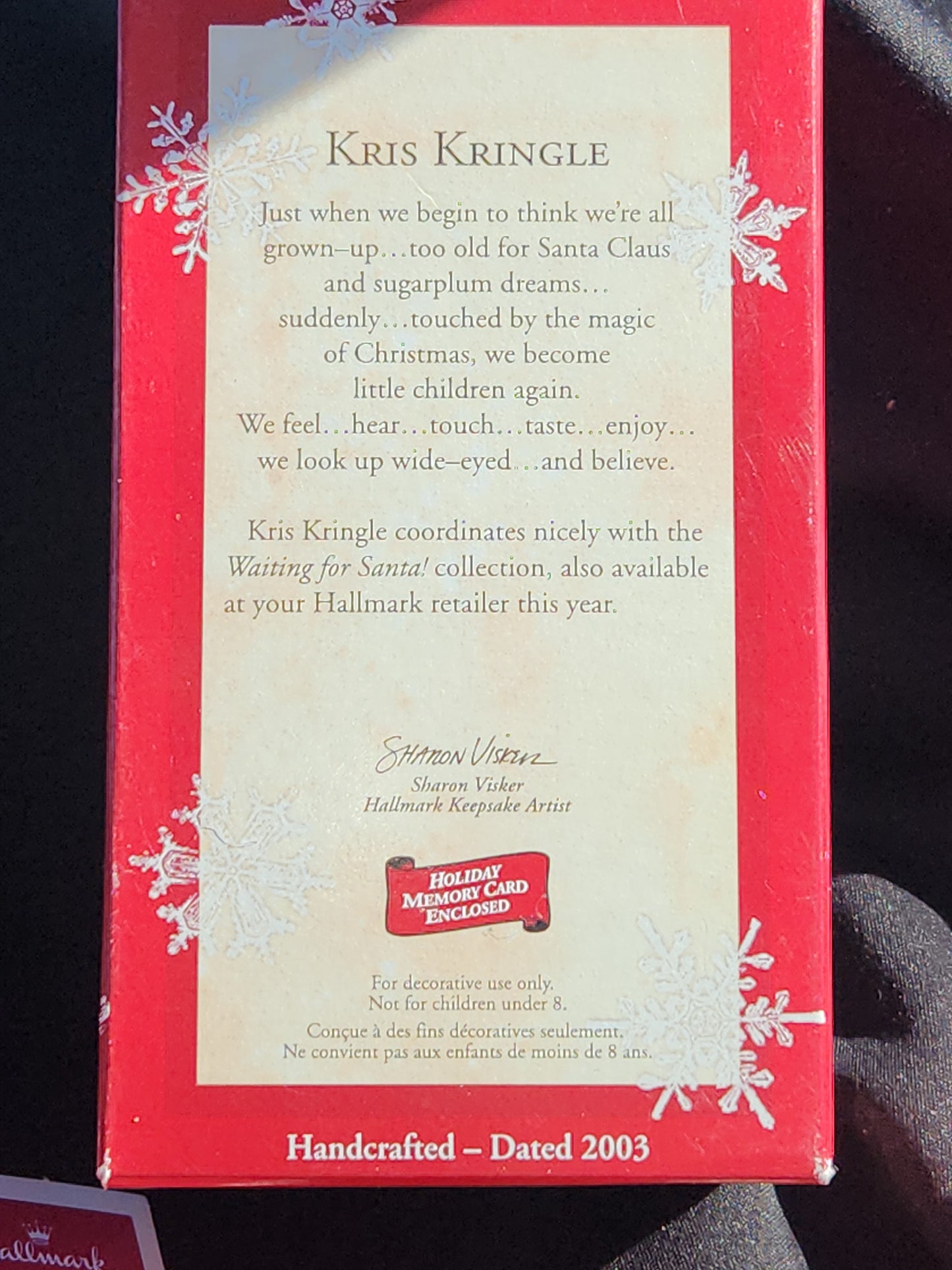 Vintage Hallmark Keepsake Ornament Kris Kringle Handcrafter 2003 Santa Backpack